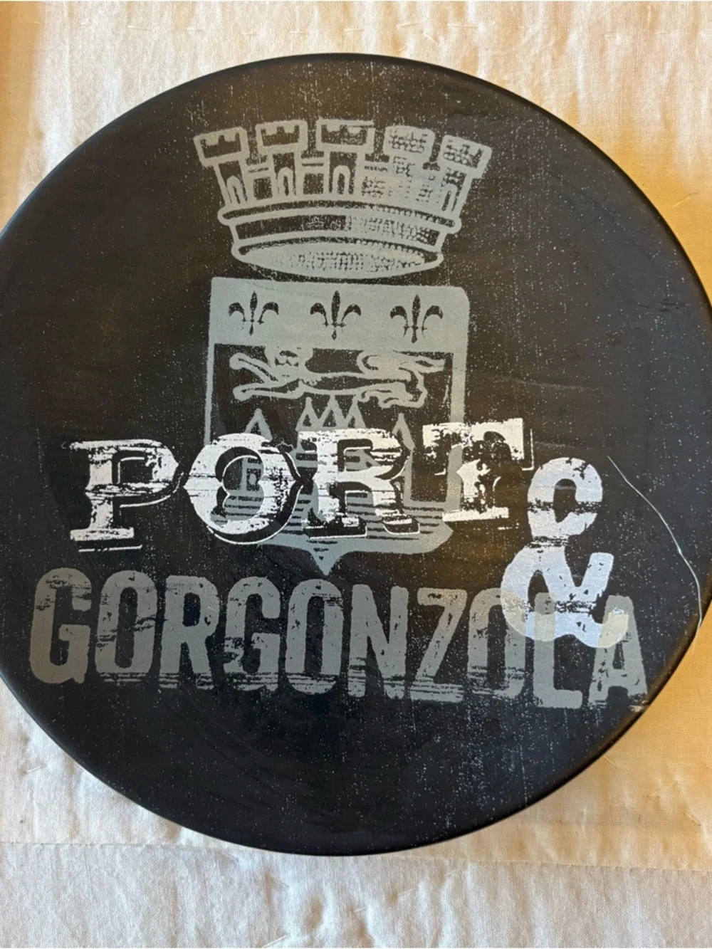 William Somona 7 in Round Serving Plaque - Set 4 Black and White Typography